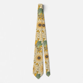 Vette Bloemen Geel Zonnige Zonnebloem Tuin Stropdas