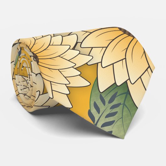 Vette Bloemen Geel Zonnige Zonnebloem Tuin Stropdas (Opgerold)