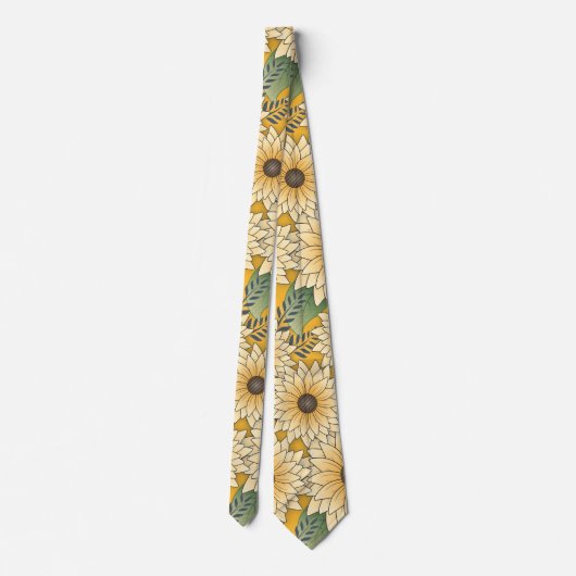 Vette Bloemen Geel Zonnige Zonnebloem Tuin Stropdas (Achterkant)