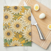 Vette Bloemen Geel Zonnige Zonnebloem Tuin Theedoek (Quarter Fold)