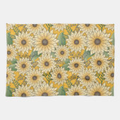 Vette Bloemen Geel Zonnige Zonnebloem Tuin Theedoek (Horizontaal)