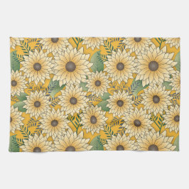 Vette Bloemen Geel Zonnige Zonnebloem Tuin Theedoek