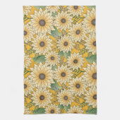 Vette Bloemen Geel Zonnige Zonnebloem Tuin Theedoek (Verticaal)