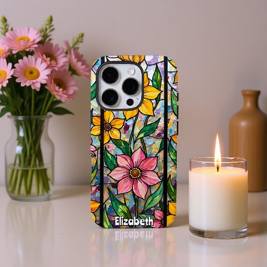 Vette bloemen in glaskunst Case-Mate iPhone case