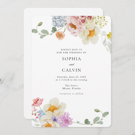 Vette Bloemen Liefde In Bloei Huwelijksuitnodiging Kaart (Voorkant / Achterkant)