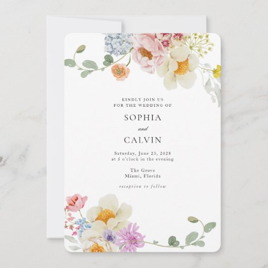 Vette Bloemen Liefde In Bloei Huwelijksuitnodiging Kaart (Voorkant)