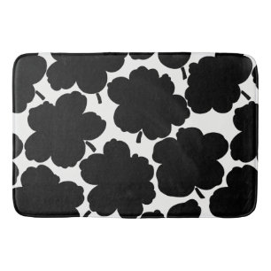 Vette Bloemen Monochrome Zwart & Wit Badmat