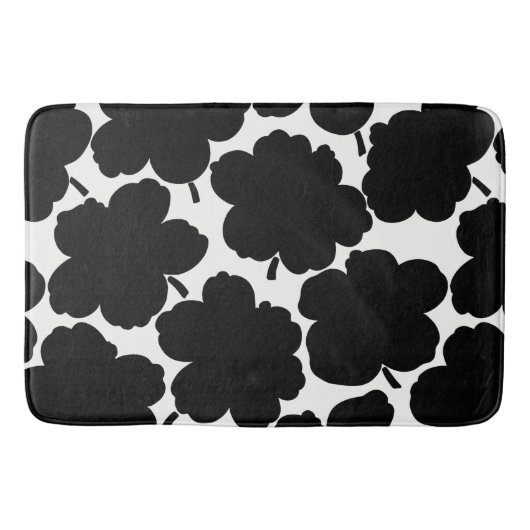 Vette Bloemen Monochrome Zwart & Wit Badmat (Voorkant)