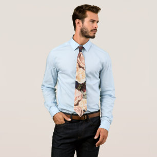 Vette bloemen Rozen van Navy Blue en Floral Stropdas