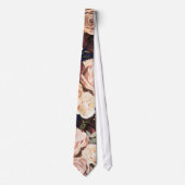 Vette bloemen Rozen van Navy Blue en Floral Stropdas (Voorkant)