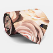 Vette bloemen Rozen van Navy Blue en Floral Stropdas (Opgerold)