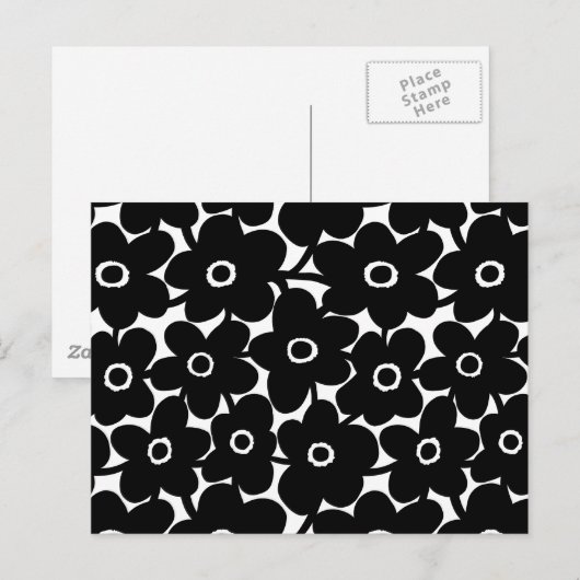 Vette bloemen - zwart en wit briefkaart (Voorkant / Achterkant)