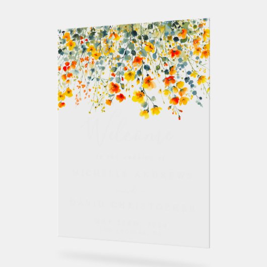 Vette bloemenbruiloft acryl bord (Hoek)