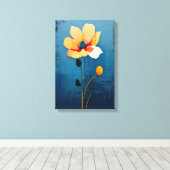 Vette Bloemenkunst met Abstracte Bloemen Canvas Afdruk (Insitu (Houten vloer))