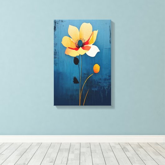 Vette Bloemenkunst met Abstracte Bloemen Canvas Afdruk (Insitu (Houten vloer))