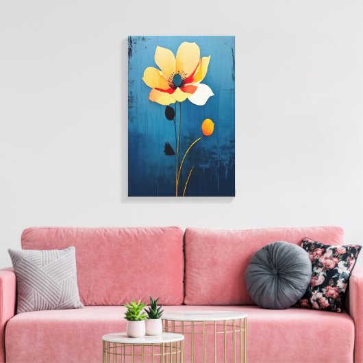 Vette Bloemenkunst met Abstracte Bloemen Canvas Afdruk (Insitu (Woonkamer))