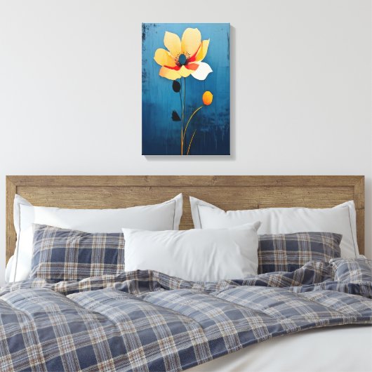 Vette Bloemenkunst met Abstracte Bloemen Canvas Afdruk (Insitu (Slaapkamer))