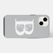 VETTE BLOEMENLETTER B MONOGRAM GRIJZE KLEUR iPhone HOESJE (Achterkant horizontaal)