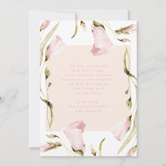 vette boho roze hallo baby geboorte aankondiging (Achterkant)