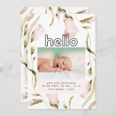 vette boho roze hallo baby geboorte aankondiging (Voorkant / Achterkant)