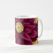 Vette Bourgondische gouden bladeren en bloemen Koffiemok (Voorkant rechts)