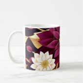 Vette Bourgondische gouden bladeren en bloemen Koffiemok (Links)