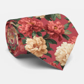 Vette bruidegomscadeau Pioenrozen Stropdas (Opgerold)