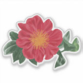Vette Camellia Bloesem met bladeren Sticker (Voorkant)