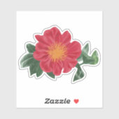 Vette Camellia Bloesem met bladeren Sticker (Vel)