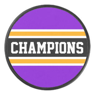 Vette CHAMPIONS Fun Heldere Paarse Zwarte Strepen Hockey Puck