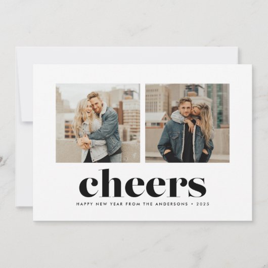 Vette Cheers Two Photo New Year-kaart Feestdagenkaart (Voorkant)