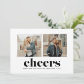 Vette Cheers Two Photo New Year-kaart Feestdagenkaart (Staand voorkant)