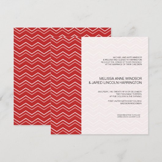 Vette Chevron Stripe Red Modern betaalbaar Kaart (Voorkant / Achterkant)