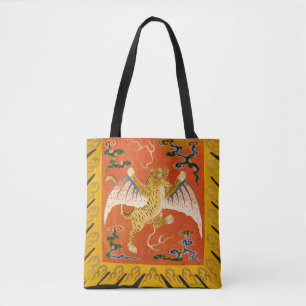 Vette Chinese geeltijger, oranje en geel Tote Bag