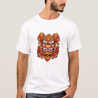 Vette Chinese Leeuw Dansmasker Kunst - Lunar Nieuw T-shirt