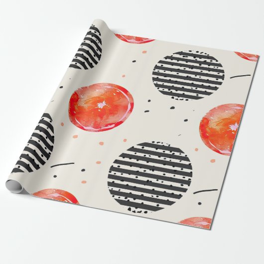Vette citrus schijf strepen (10) cadeaupapier (Uitgerold)