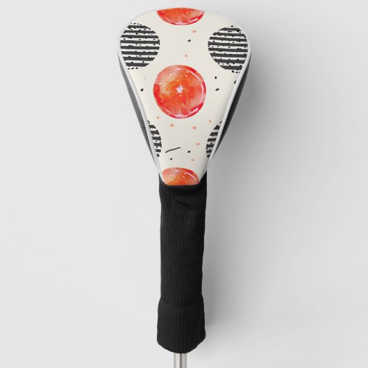 Vette citrus schijf strepen (10) golfheadcover (Voorkant)