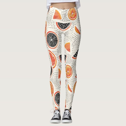 Vette citrus schijf strepen (1) leggings (Voorkant)