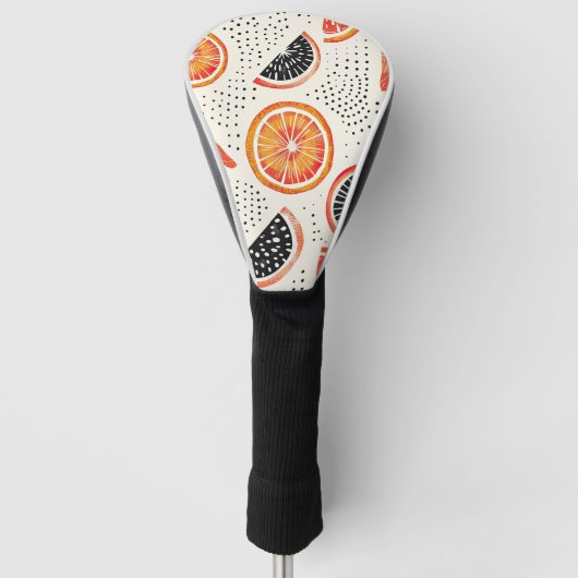 Vette citrus schijf strepen (2) golfheadcover (Voorkant)