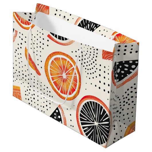 Vette citrus schijf strepen (2) groot cadeauzakje (Voorkant Gekanteld)