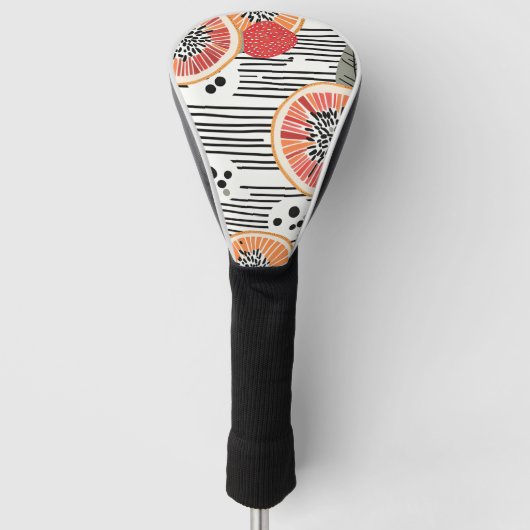 Vette citrus schijf strepen (3) golfheadcover (Voorkant)