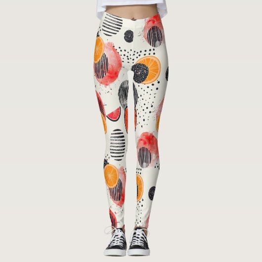 Vette citrus schijf strepen (3) leggings (Voorkant)