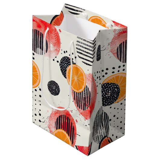 Vette citrus schijf strepen (3) medium cadeauzakje (Voorkant Gekanteld)