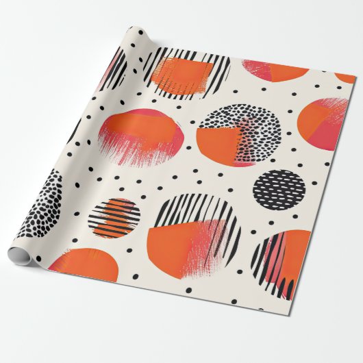Vette citrus schijf strepen (4) cadeaupapier (Uitgerold)