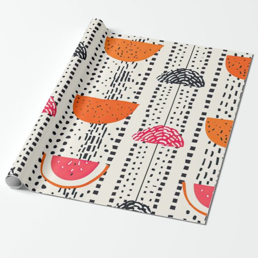 Vette citrus schijf strepen (5) cadeaupapier (Uitgerold)