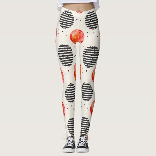 Vette citrus schijf strepen (5) leggings (Voorkant)