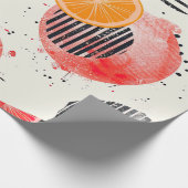 Vette citrus schijf strepen (6) cadeaupapier (Hoek)