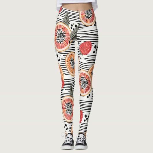 Vette citrus schijf strepen (7) leggings (Voorkant)