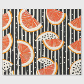 Vette citrus schijf strepen (8) cadeaupapier (Vlak)