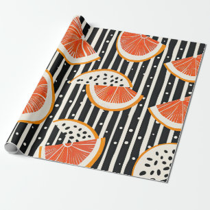 Vette citrus schijf strepen (8) cadeaupapier